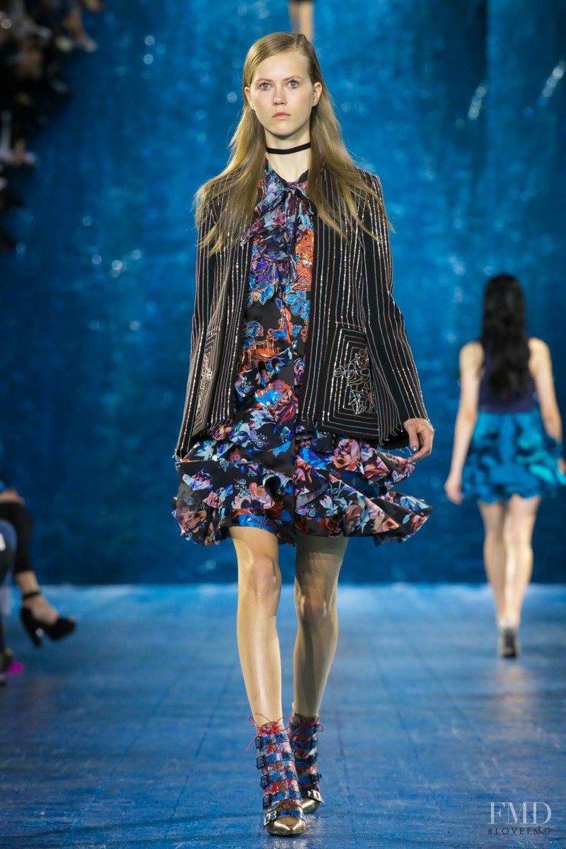 Julie Hoomans featured in  the Mary Katrantzou fashion show for Spring/Summer 2016