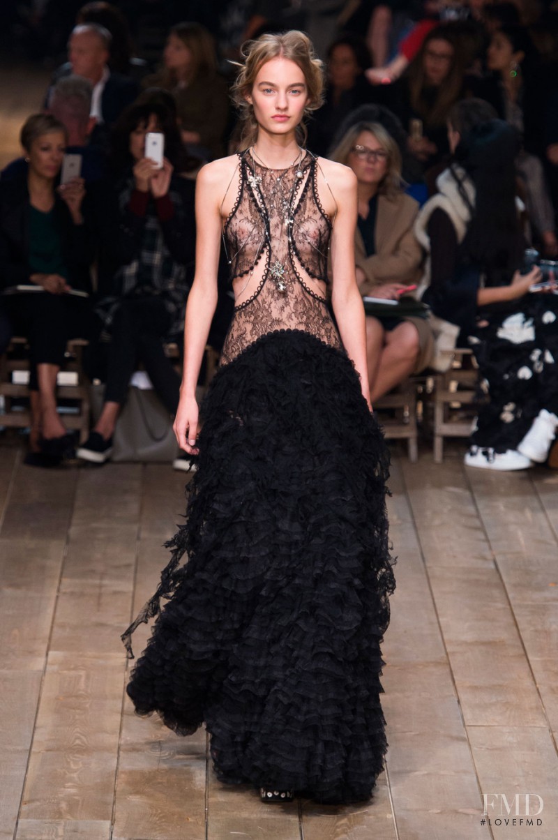 Maartje Verhoef featured in  the Alexander McQueen fashion show for Spring/Summer 2016