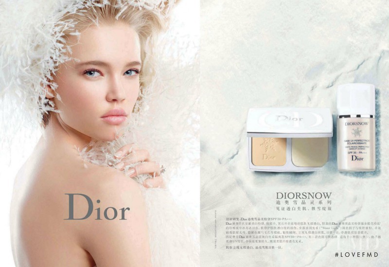 Emma Landen featured in  the Dior Beauty Snow advertisement for Spring/Summer 2013