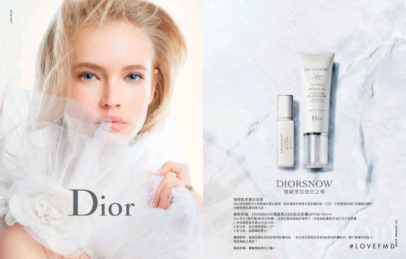 Emma Landen featured in  the Dior Beauty Snow advertisement for Spring/Summer 2013