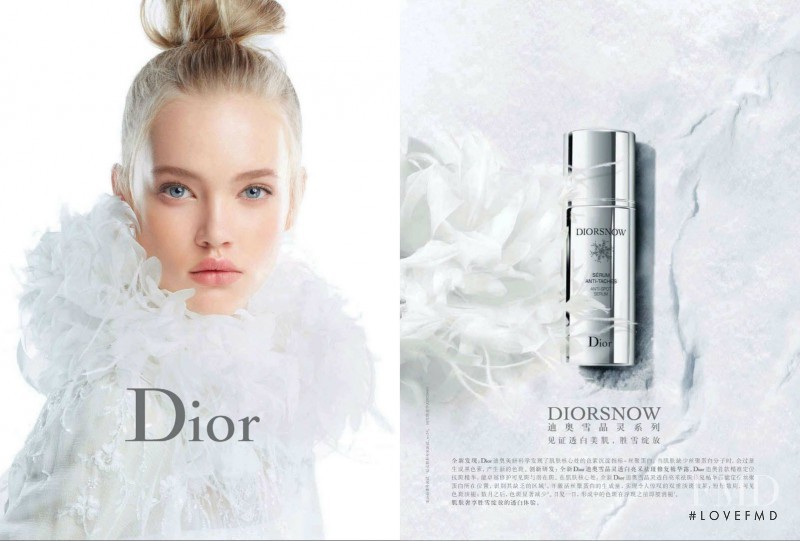 Emma Landen featured in  the Dior Beauty Snow advertisement for Spring/Summer 2013