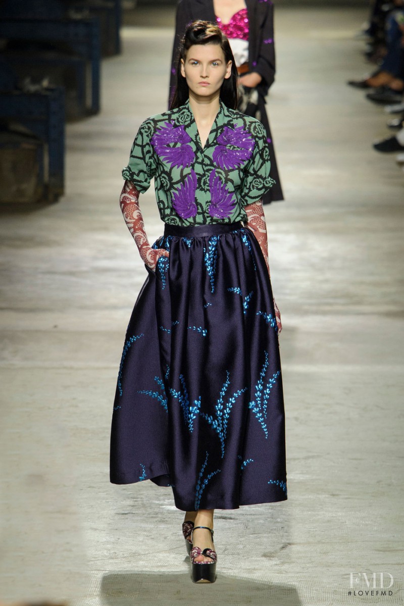 Katlin Aas featured in  the Dries van Noten fashion show for Spring/Summer 2016