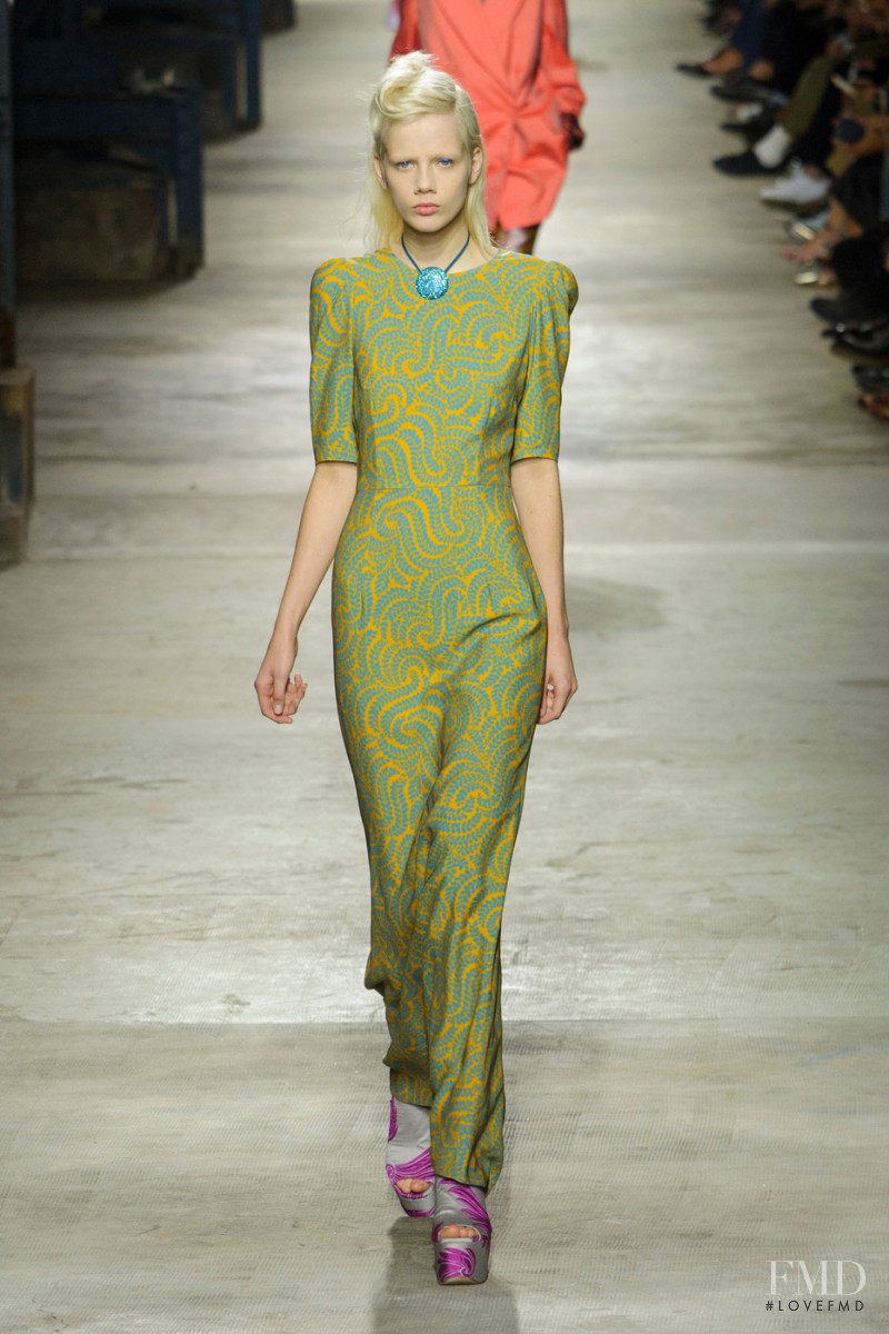 Marjan Jonkman featured in  the Dries van Noten fashion show for Spring/Summer 2016