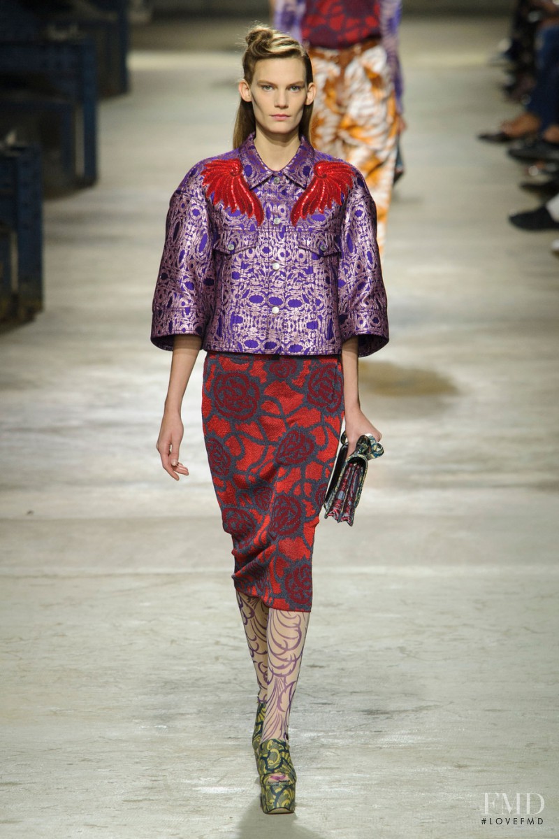 Lena Hardt featured in  the Dries van Noten fashion show for Spring/Summer 2016