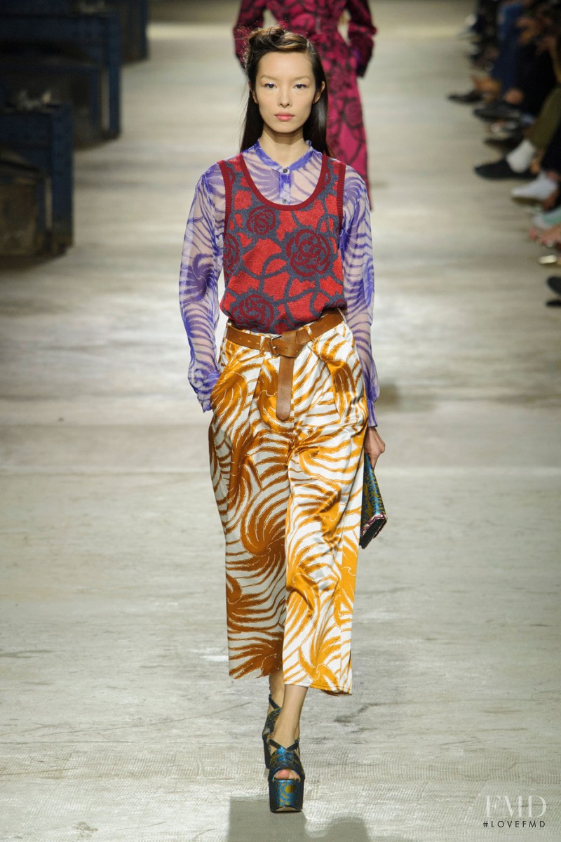 Fei Fei Sun featured in  the Dries van Noten fashion show for Spring/Summer 2016