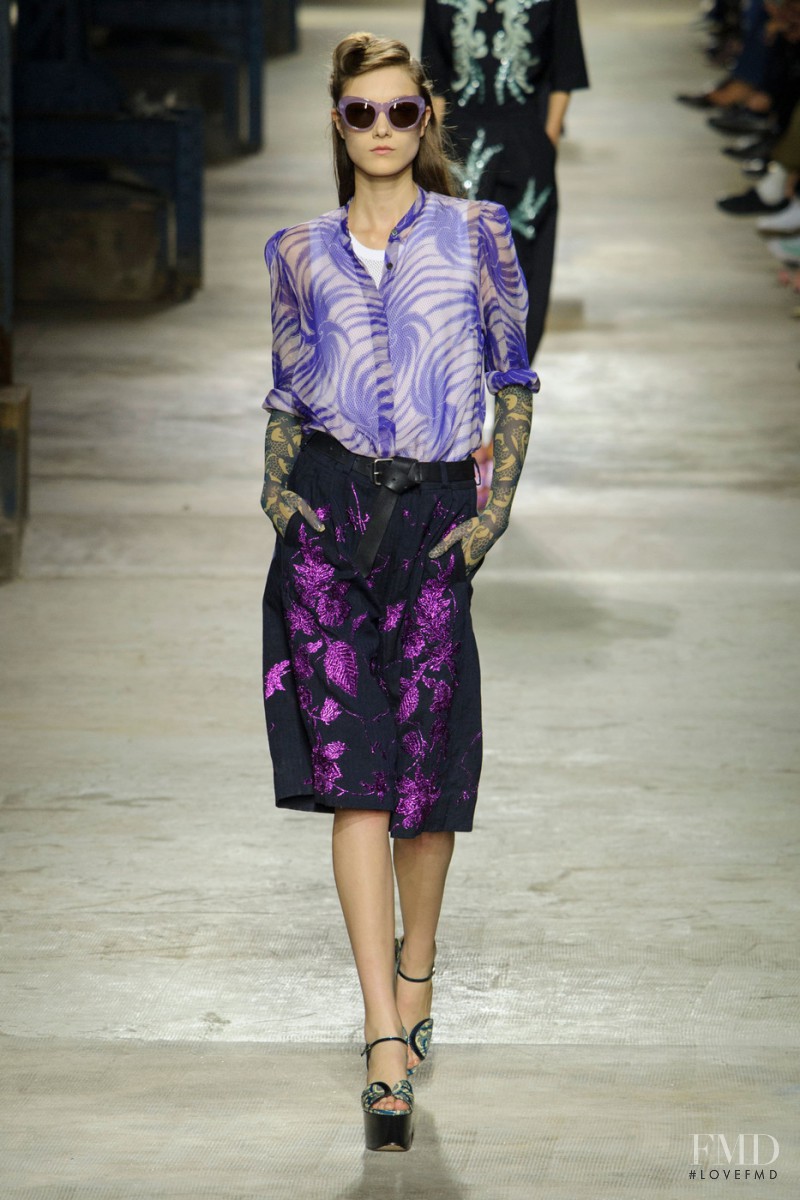 Yumi Lambert featured in  the Dries van Noten fashion show for Spring/Summer 2016