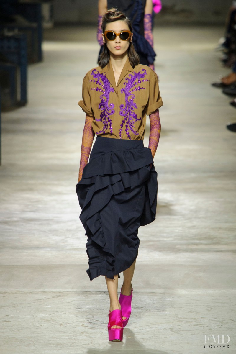 Dongqi Xue featured in  the Dries van Noten fashion show for Spring/Summer 2016