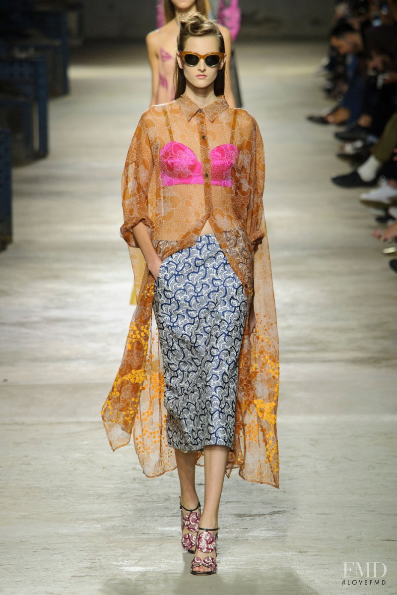 Viola Podkopaeva featured in  the Dries van Noten fashion show for Spring/Summer 2016