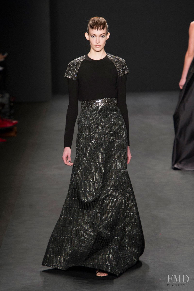 Sarah Bledsoe featured in  the Carmen Marc Valvo fashion show for Autumn/Winter 2014