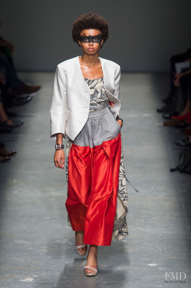 Poppy Okotcha featured in  the Vivienne Westwood Red Label fashion show for Spring/Summer 2016