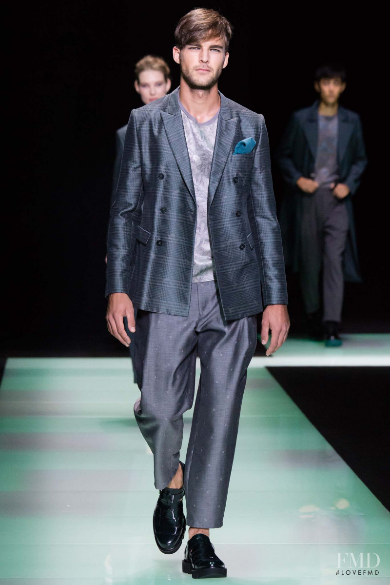 Patrick Kafka featured in  the Emporio Armani fashion show for Spring/Summer 2016
