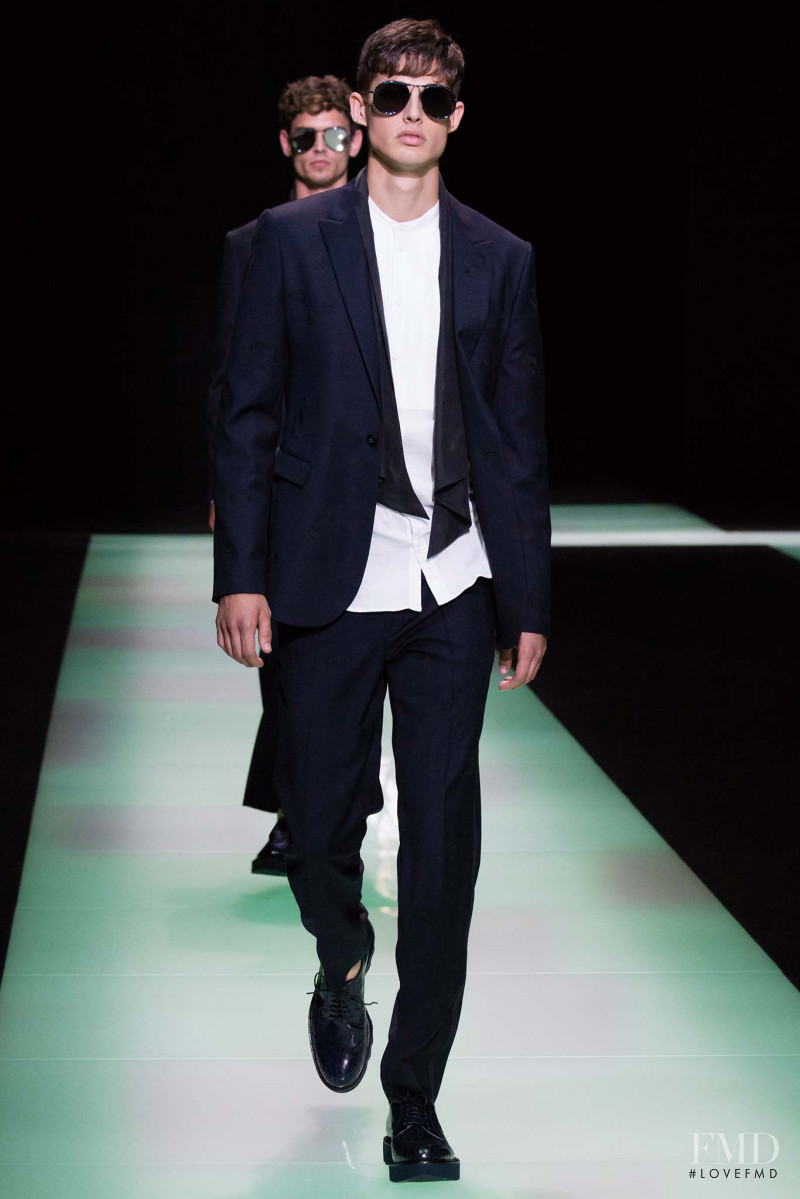 Kieran Warner featured in  the Emporio Armani fashion show for Spring/Summer 2016