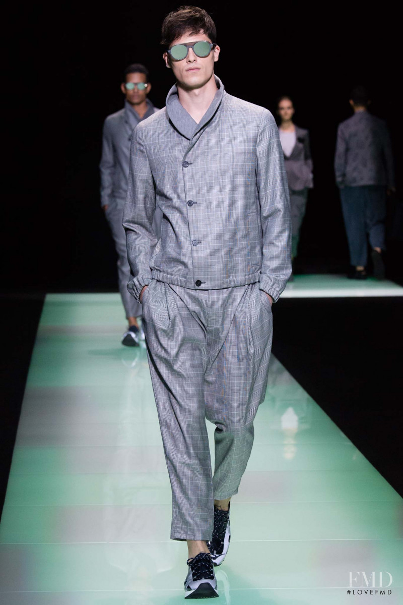 Arthur Daniyarov featured in  the Emporio Armani fashion show for Spring/Summer 2016