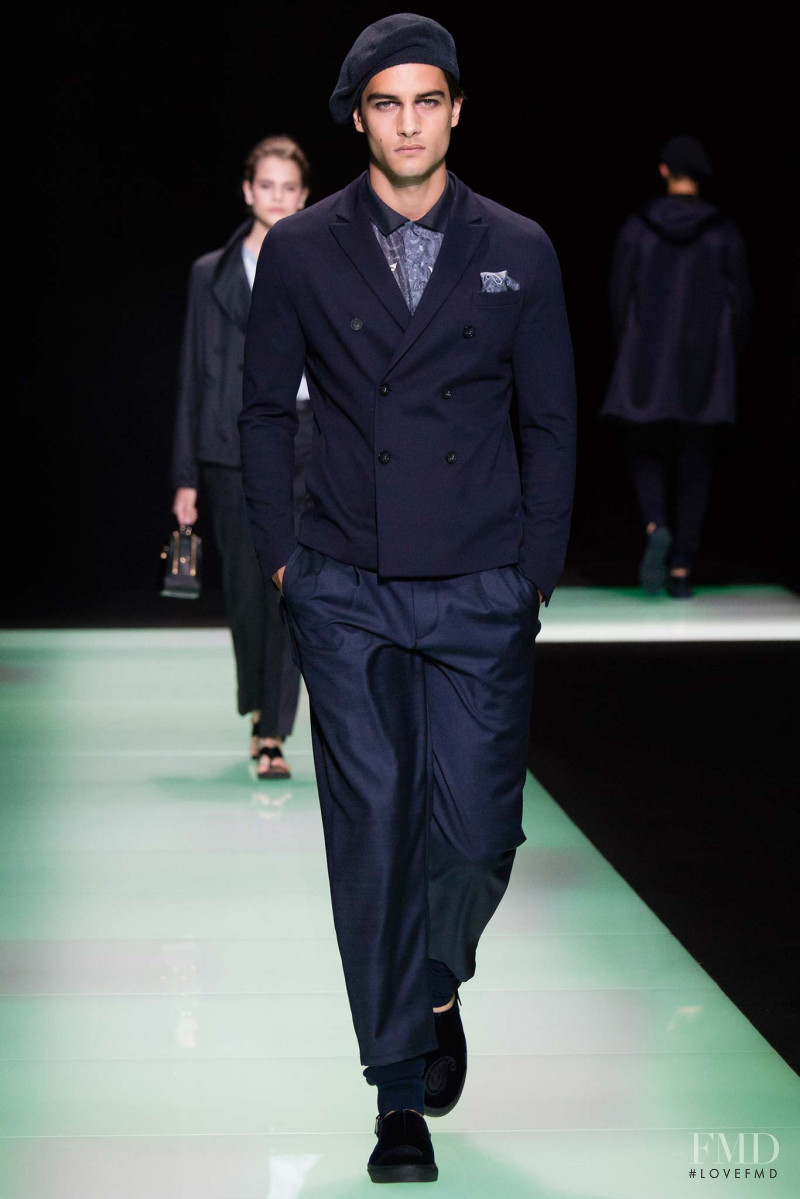 Aleksandar Rusic featured in  the Emporio Armani fashion show for Spring/Summer 2016