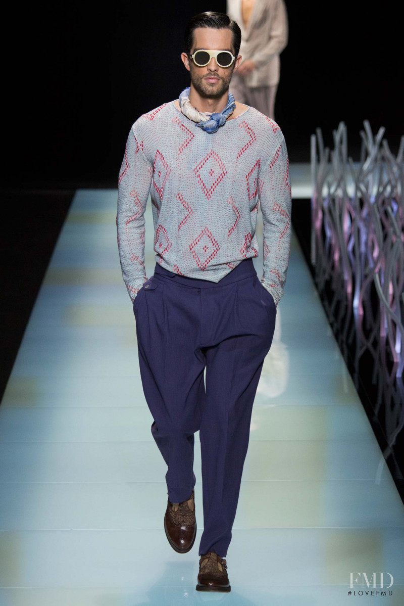 Tobias Sorensen featured in  the Giorgio Armani fashion show for Spring/Summer 2016