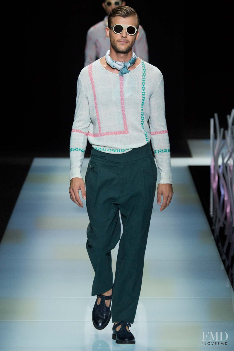 Patrick Kafka featured in  the Giorgio Armani fashion show for Spring/Summer 2016