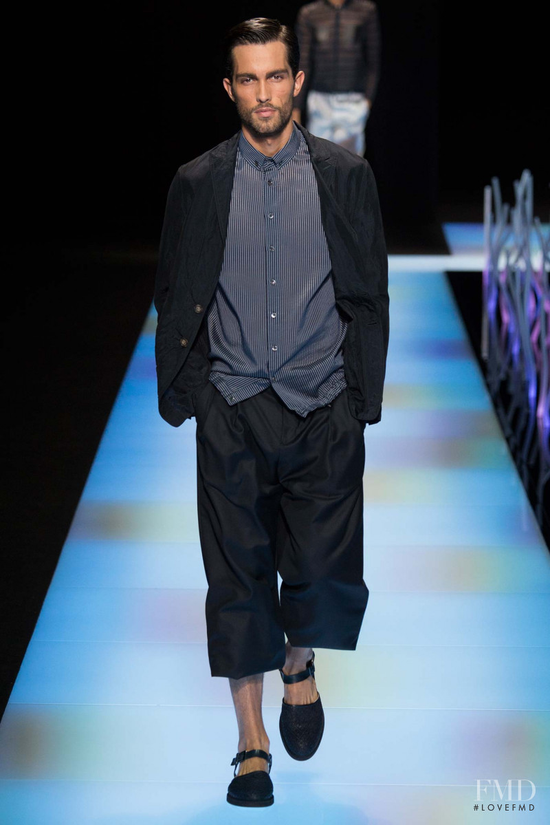 Tobias Sorensen featured in  the Giorgio Armani fashion show for Spring/Summer 2016