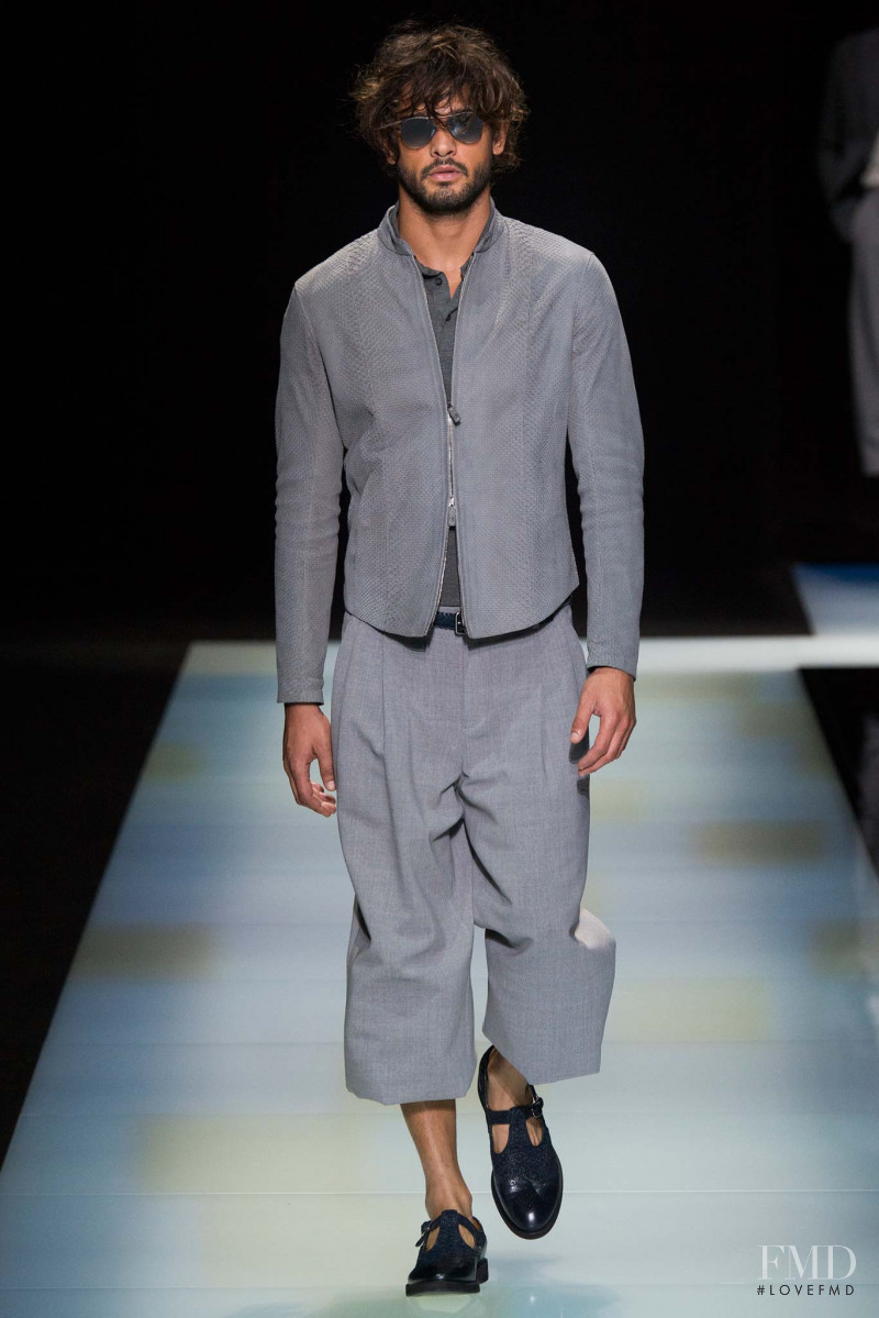 Marlon Teixeira featured in  the Giorgio Armani fashion show for Spring/Summer 2016