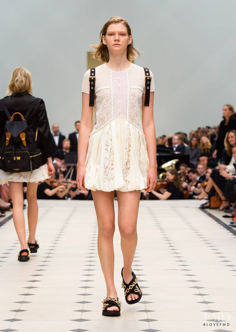 Marland Backus featured in  the Burberry Prorsum fashion show for Spring/Summer 2016