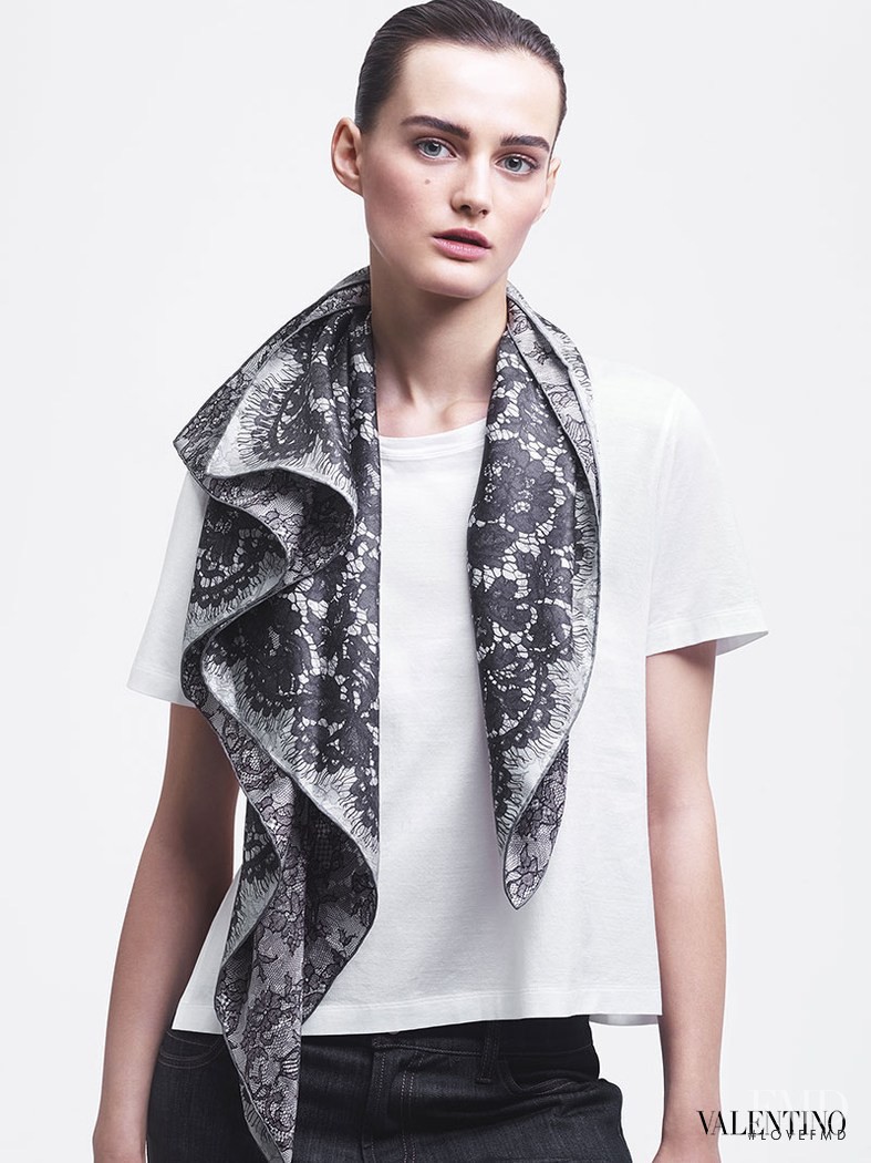 Ksenia Nazarenko featured in  the Valentino Scarves advertisement for Spring/Summer 2014
