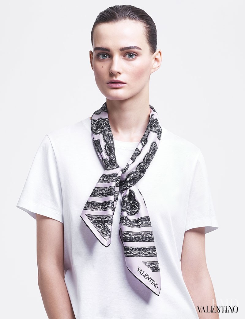 Ksenia Nazarenko featured in  the Valentino Scarves advertisement for Spring/Summer 2014
