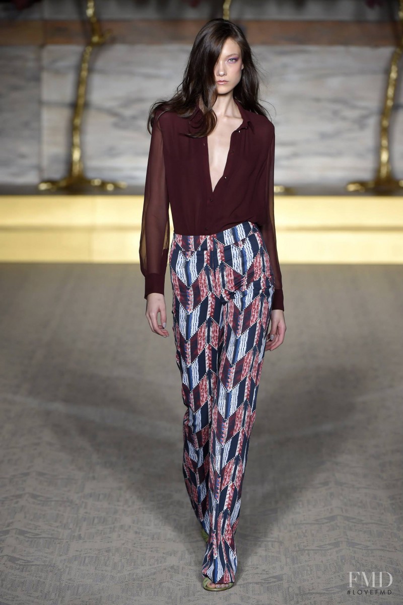 Yumi Lambert featured in  the Matthew Williamson fashion show for Spring/Summer 2015