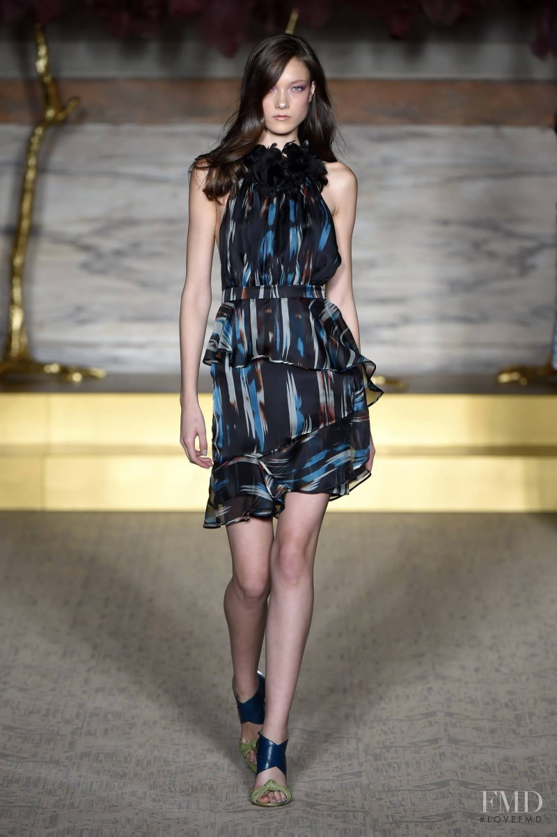 Yumi Lambert featured in  the Matthew Williamson fashion show for Spring/Summer 2015