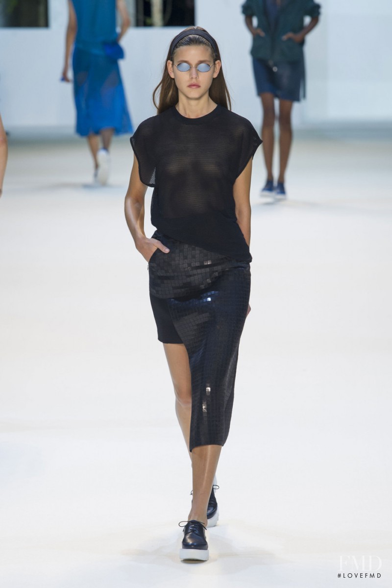 Vivienne Rohner featured in  the Akris fashion show for Spring/Summer 2016