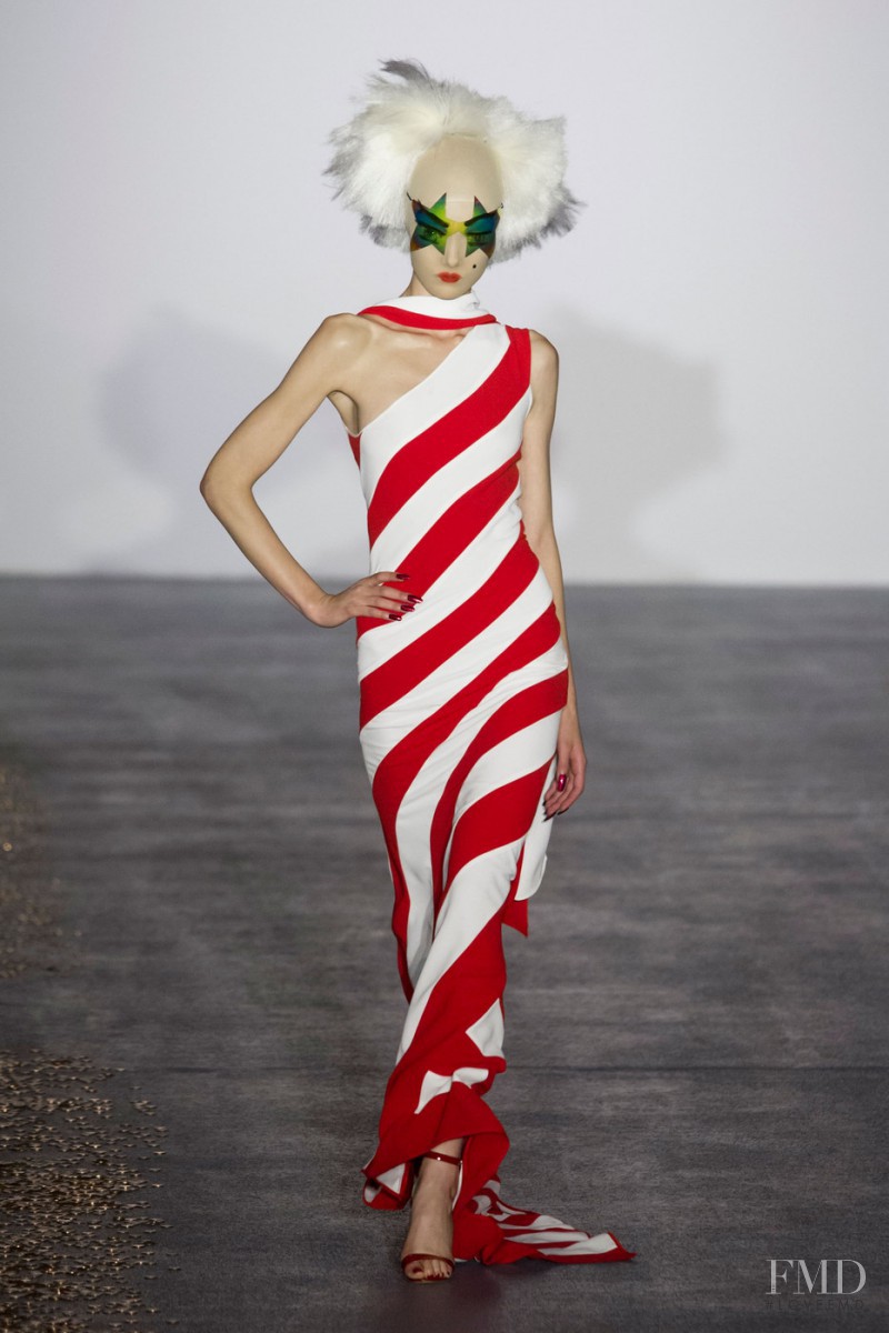Yumi Lambert featured in  the Gareth Pugh fashion show for Spring/Summer 2016