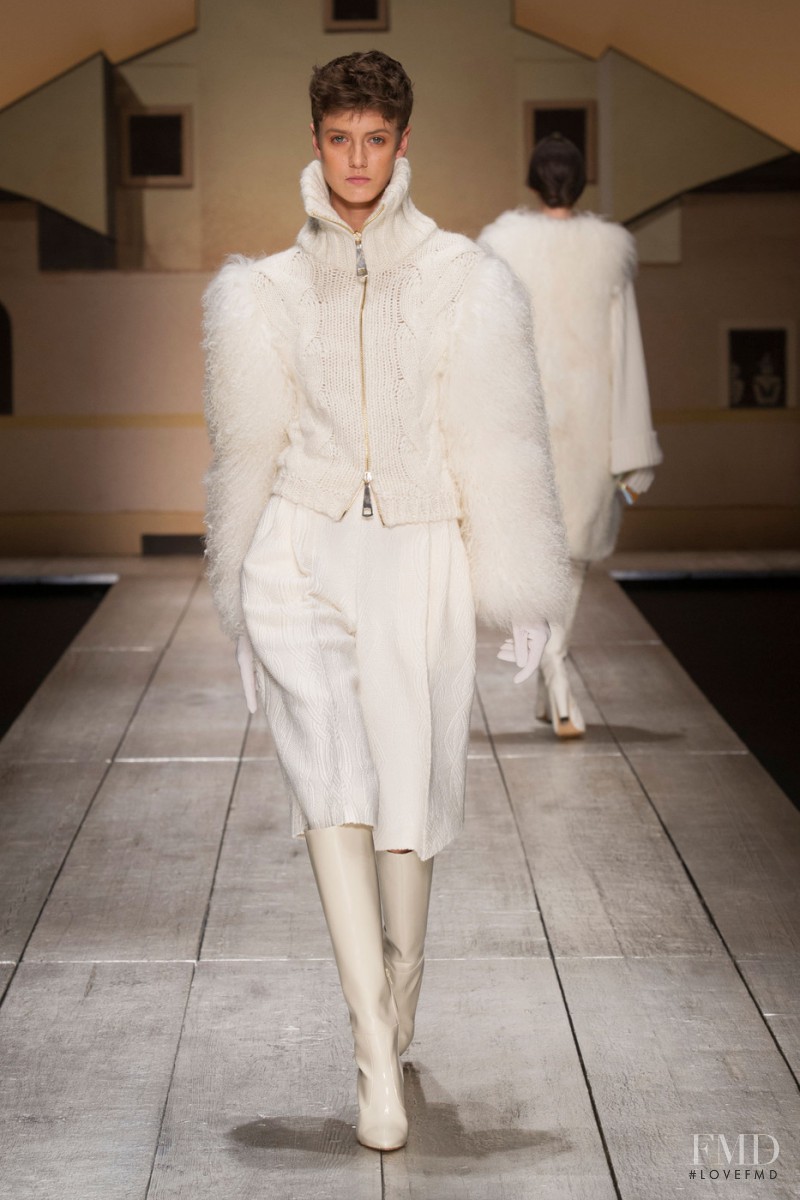 Alyosha Kovalyova featured in  the Laura Biagiotti fashion show for Autumn/Winter 2014