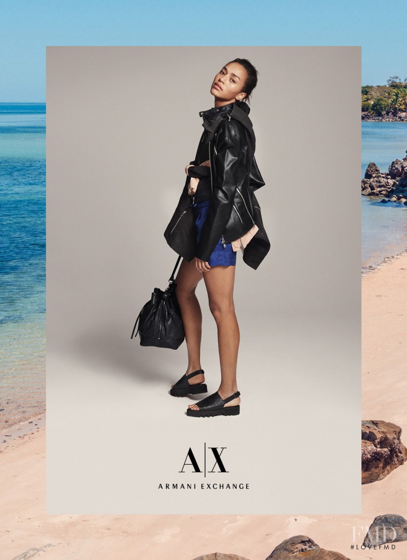 Sara Johnson featured in  the Armani Exchange advertisement for Spring/Summer 2015