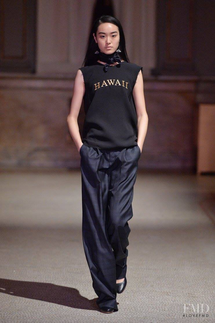 Yue Han featured in  the Creatures of Comfort fashion show for Autumn/Winter 2015