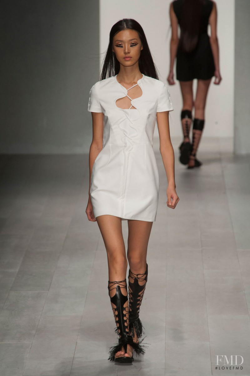 Tian Yi featured in  the Marios Schwab fashion show for Spring/Summer 2013