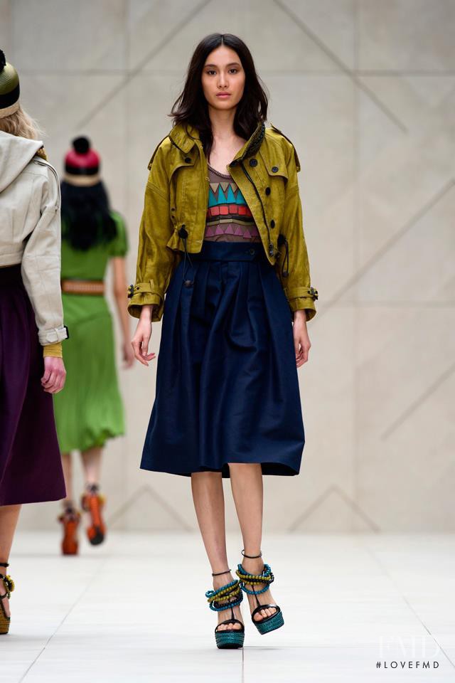 Shu Pei featured in  the Burberry Prorsum fashion show for Spring/Summer 2012