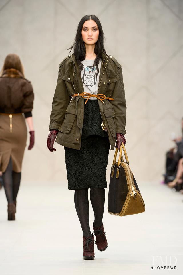 Lina Zhang featured in  the Burberry Prorsum fashion show for Autumn/Winter 2012