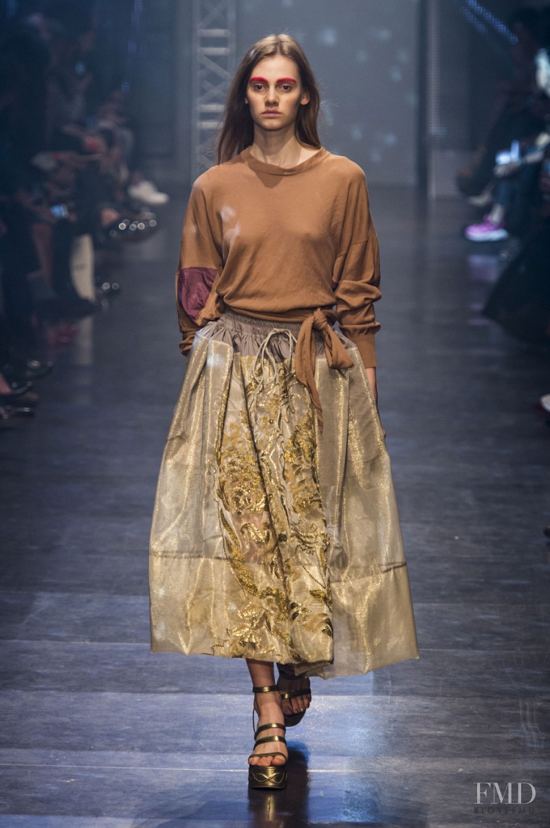Eva Saadi Schimmel featured in  the Vivienne Westwood Gold Label fashion show for Spring/Summer 2016