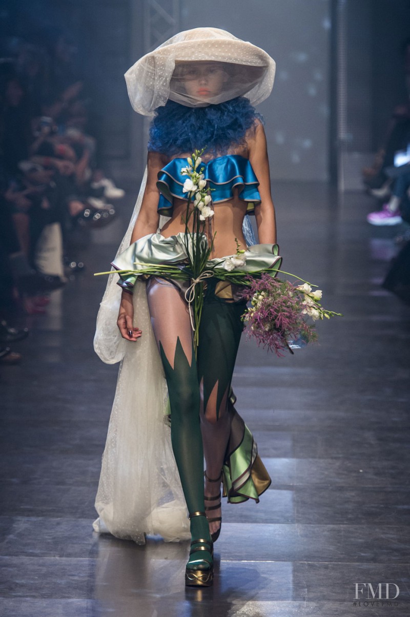 Vivienne Rohner featured in  the Vivienne Westwood Gold Label fashion show for Spring/Summer 2016