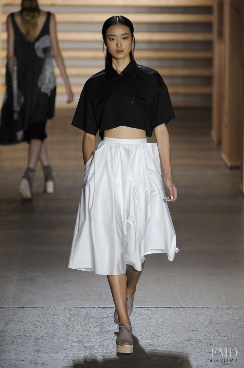 Yue Han featured in  the Tibi fashion show for Spring/Summer 2015