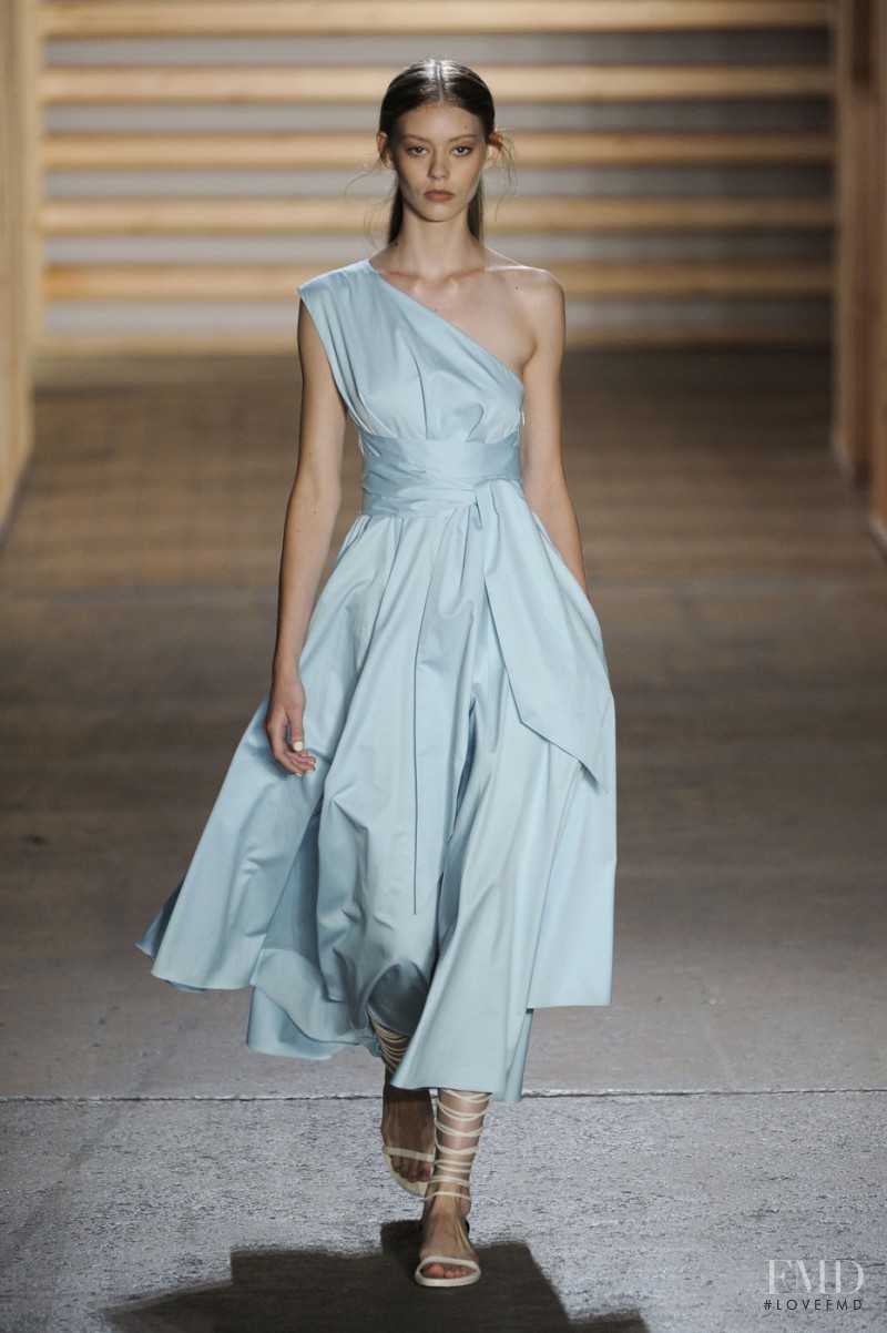 Ondria Hardin featured in  the Tibi fashion show for Spring/Summer 2015