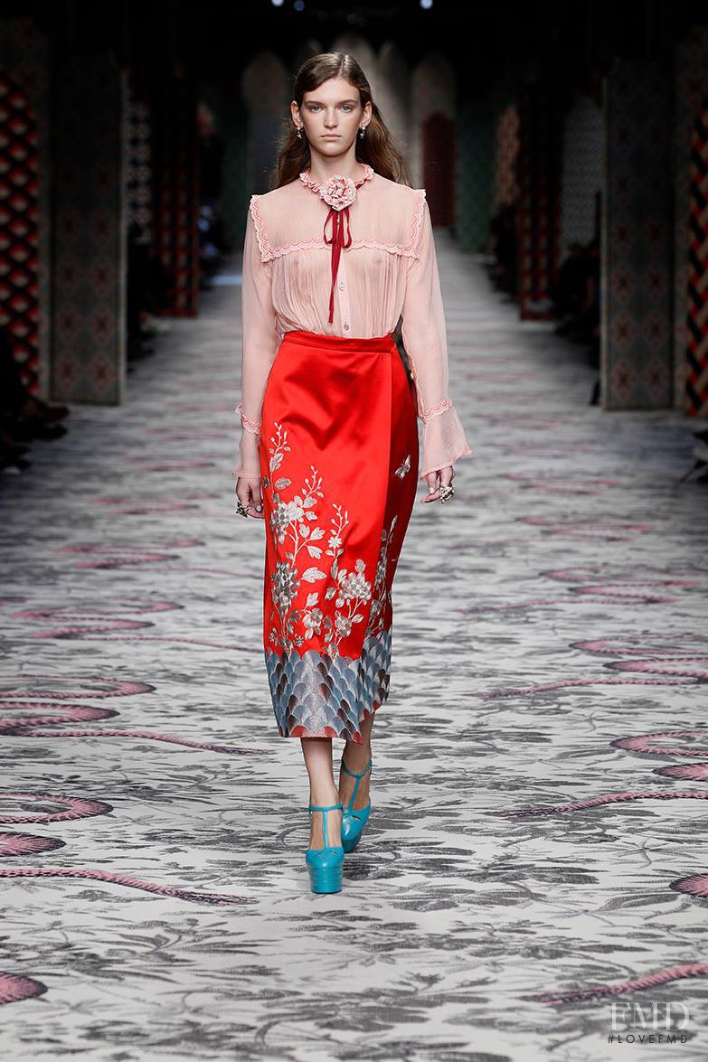 Anka Kuryndina featured in  the Gucci fashion show for Spring/Summer 2016