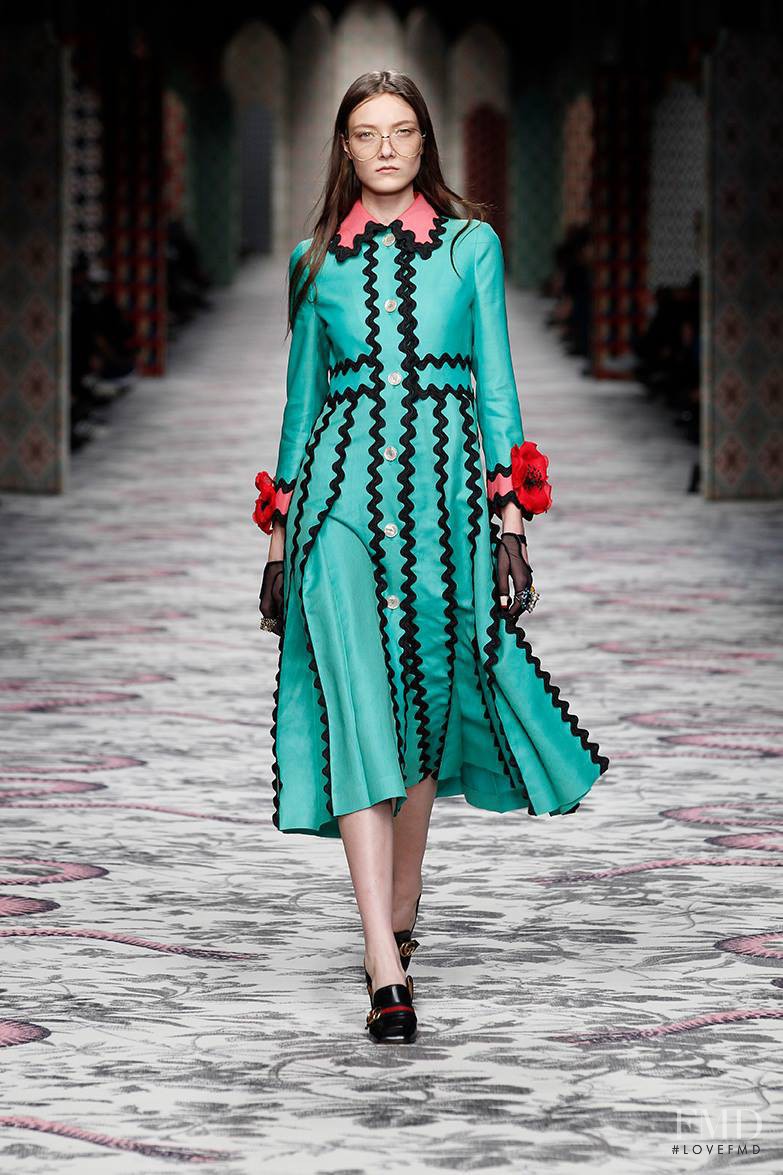 Yumi Lambert featured in  the Gucci fashion show for Spring/Summer 2016