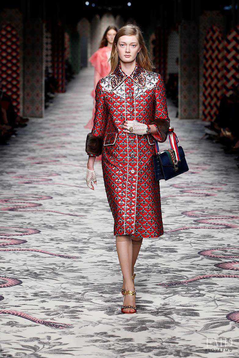 Sophia Linnewedel featured in  the Gucci fashion show for Spring/Summer 2016