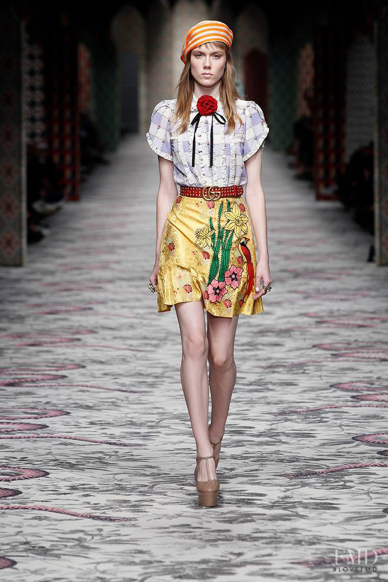 Kiki Willems featured in  the Gucci fashion show for Spring/Summer 2016
