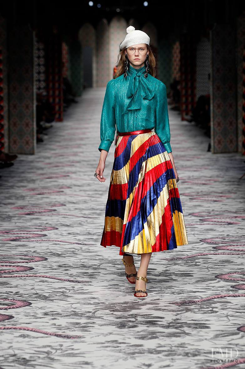 Julie Hoomans featured in  the Gucci fashion show for Spring/Summer 2016