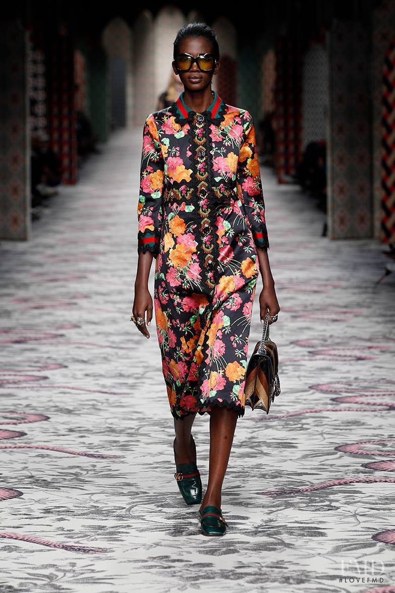 Aamito Stacie Lagum featured in  the Gucci fashion show for Spring/Summer 2016