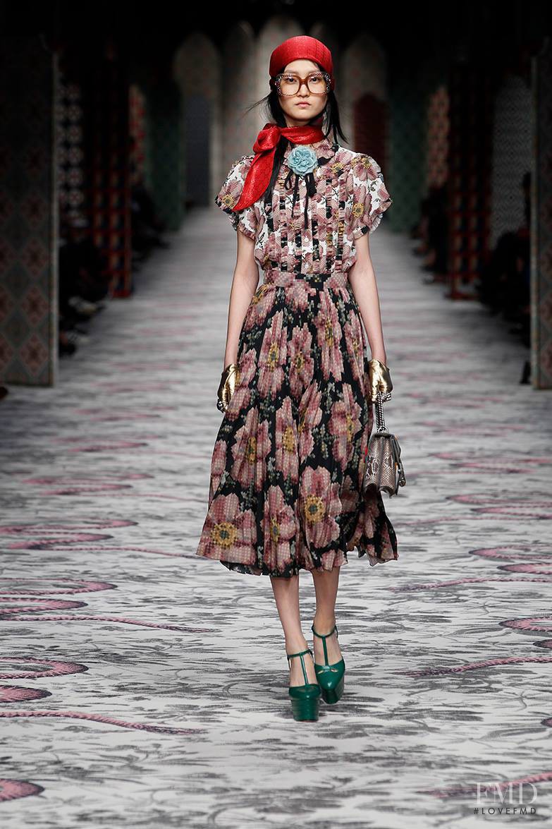 Wangy Xinyu featured in  the Gucci fashion show for Spring/Summer 2016