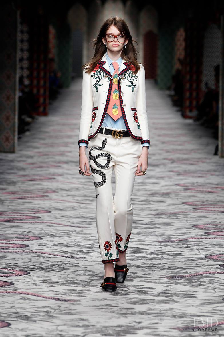 Stella Lucia featured in  the Gucci fashion show for Spring/Summer 2016