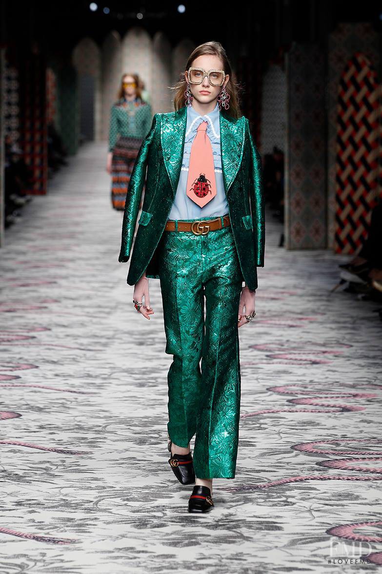 Lia Pavlova featured in  the Gucci fashion show for Spring/Summer 2016