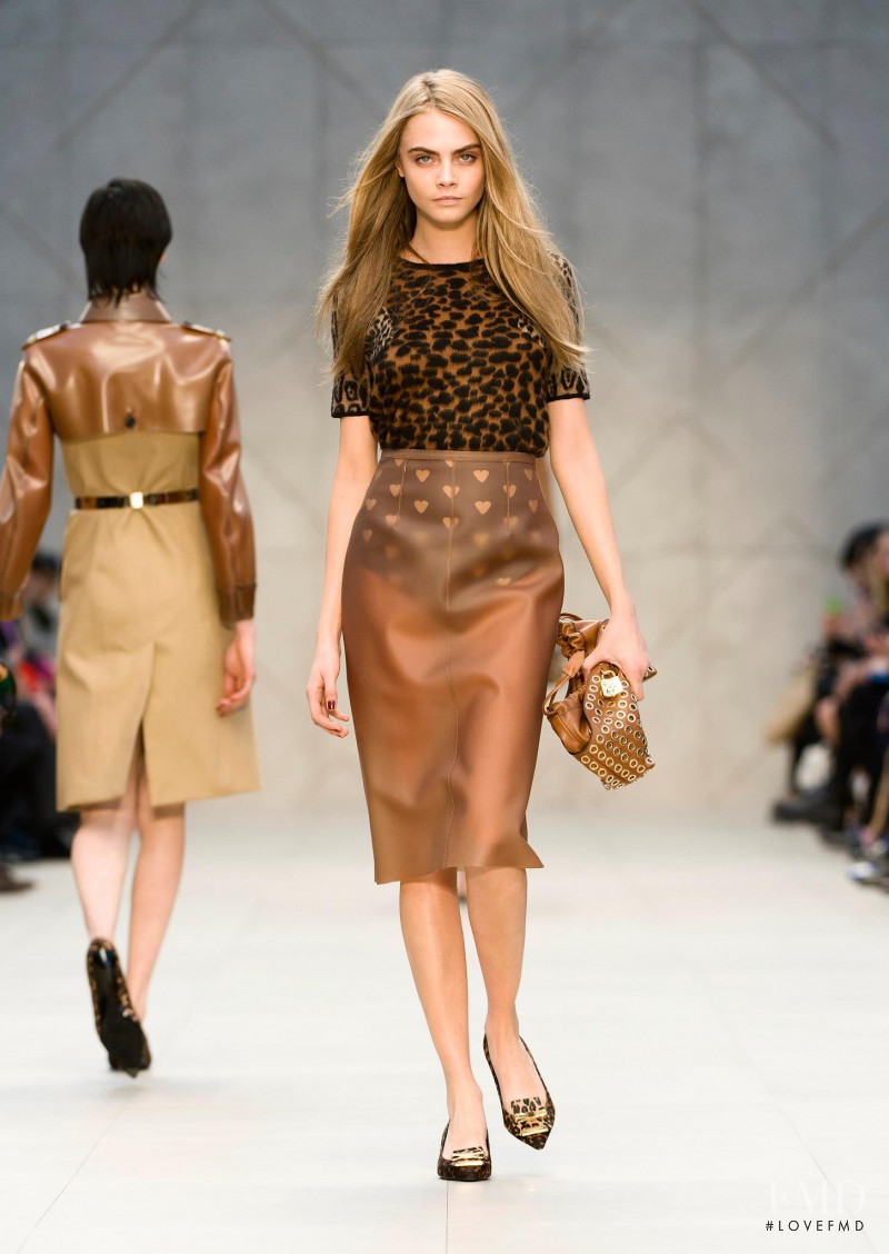Cara Delevingne featured in  the Burberry Prorsum fashion show for Autumn/Winter 2013