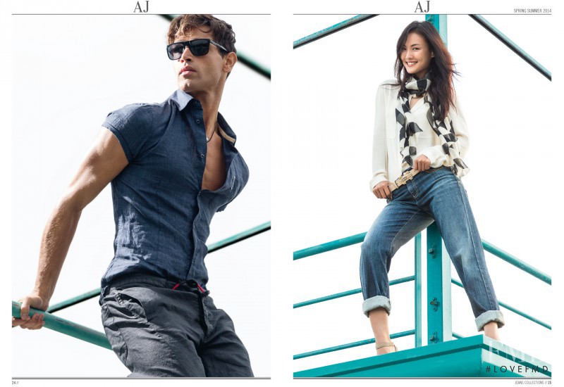 Gia Tang featured in  the Armani Jeans advertisement for Spring/Summer 2014